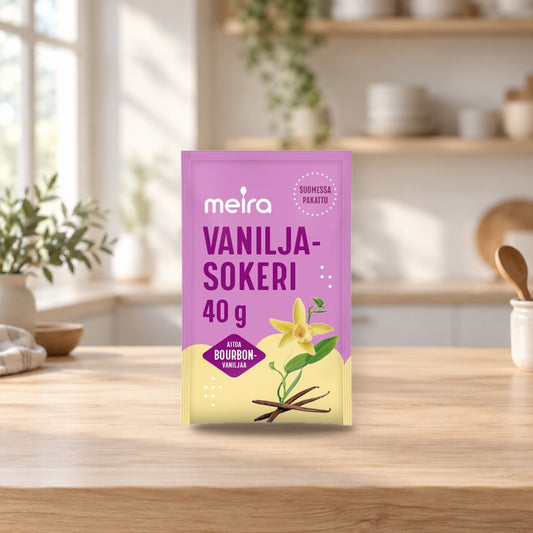 Meira Vanilla Sugar 40g – product photo on a table