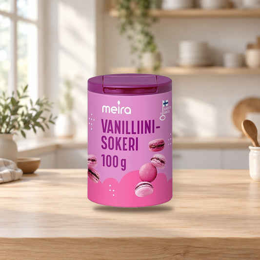 Meira Vanillin Sugar 100g – product photo on a table