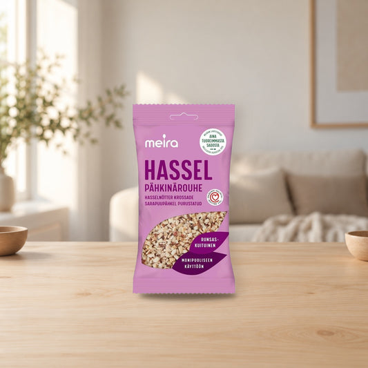 Meira Hazelnut Crumbs 80g – product photo on a table
