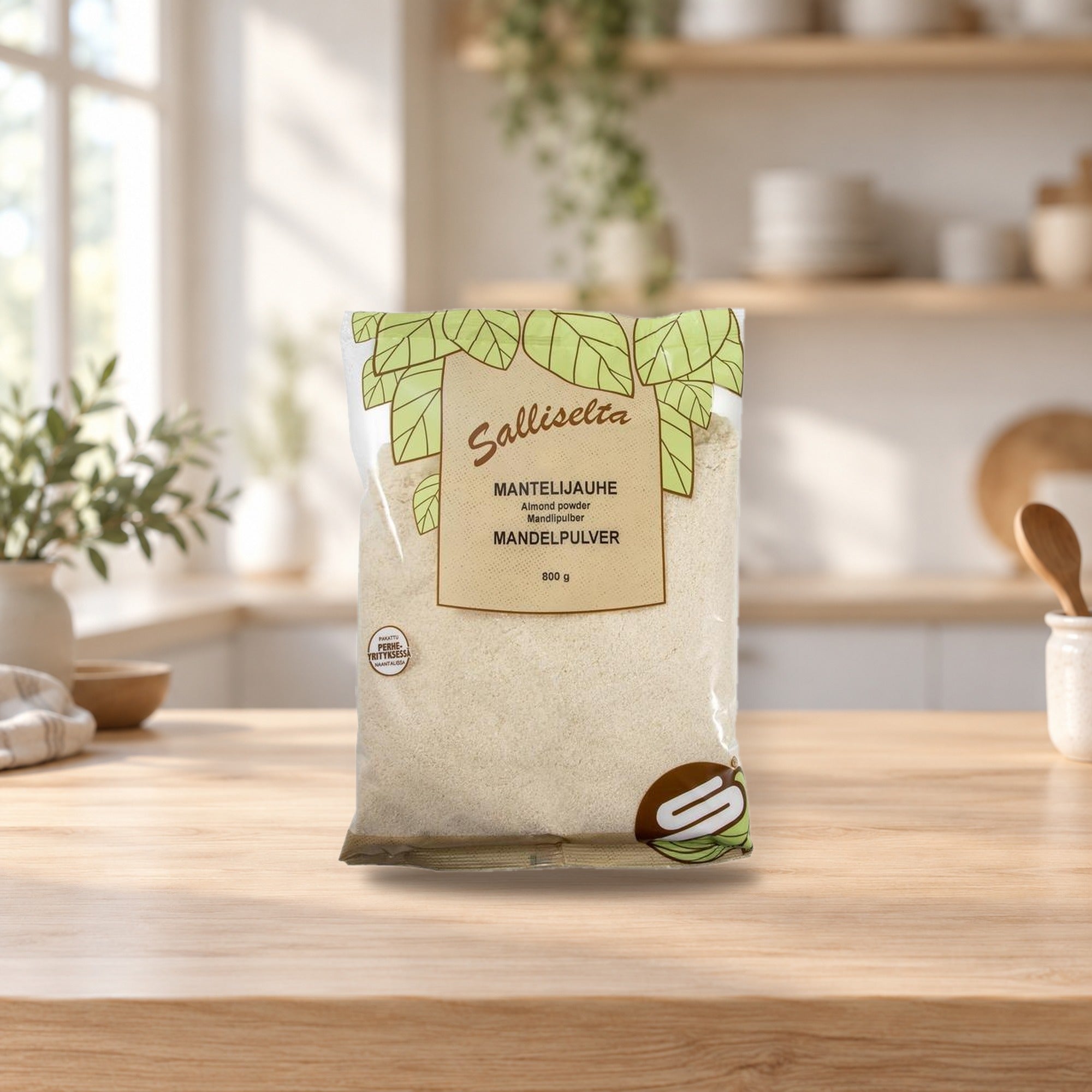 Sallinen Almond Flour 800g – product photo on a table