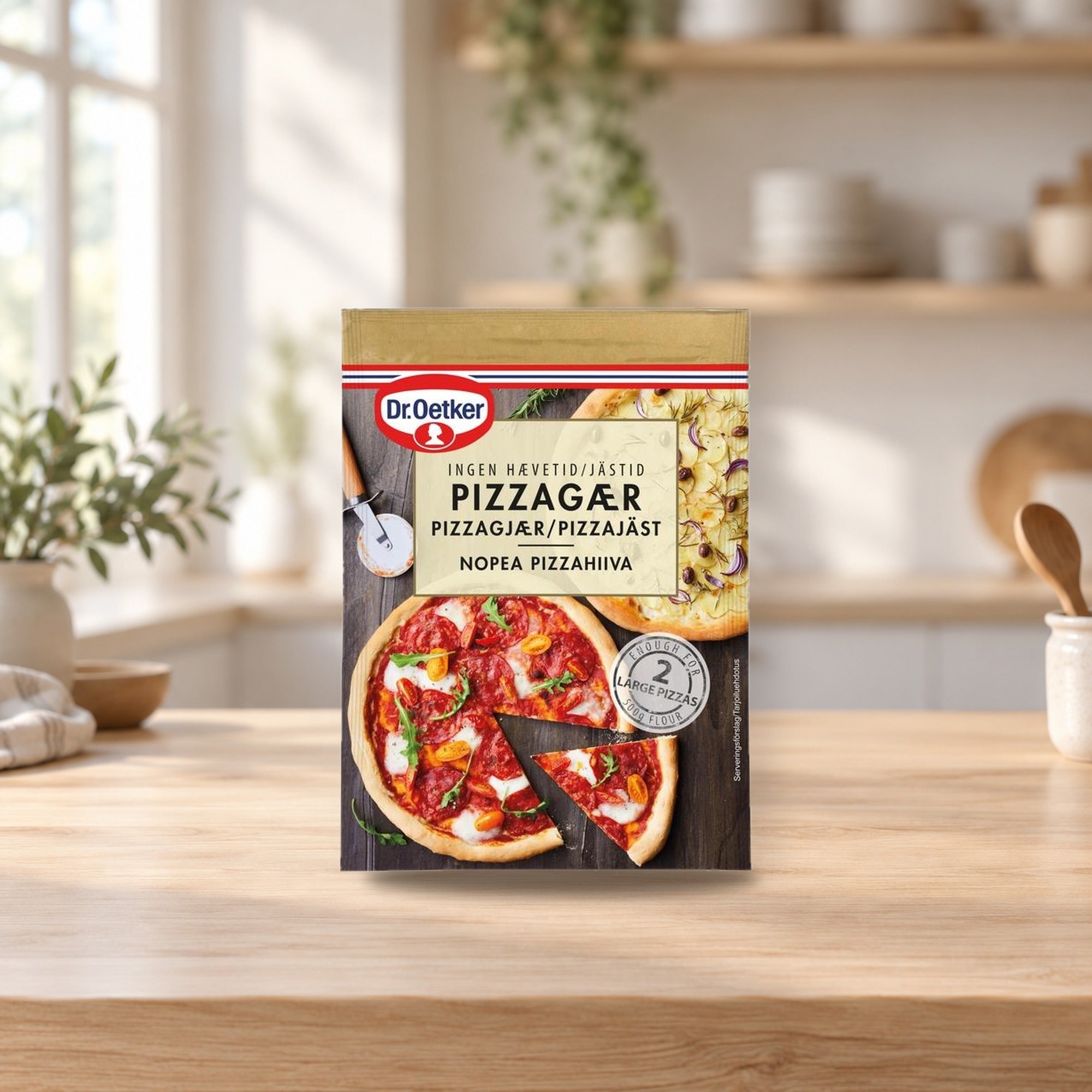 Dr. Oetker Instant Pizza Yeast 26g for Quick Dough – product photo on a table