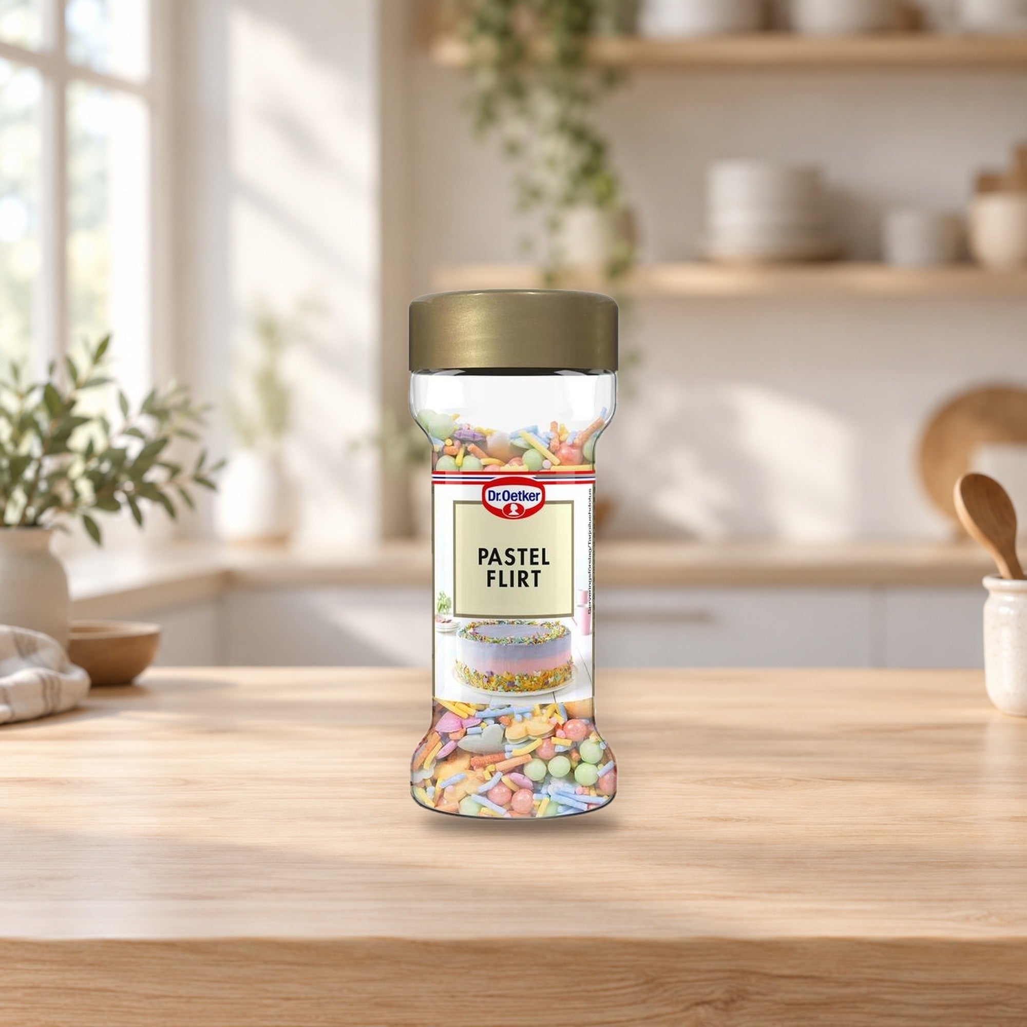 Dr. Oetker Pastel Flirt Sprinkles 50g for Baking Decor – product photo on a table