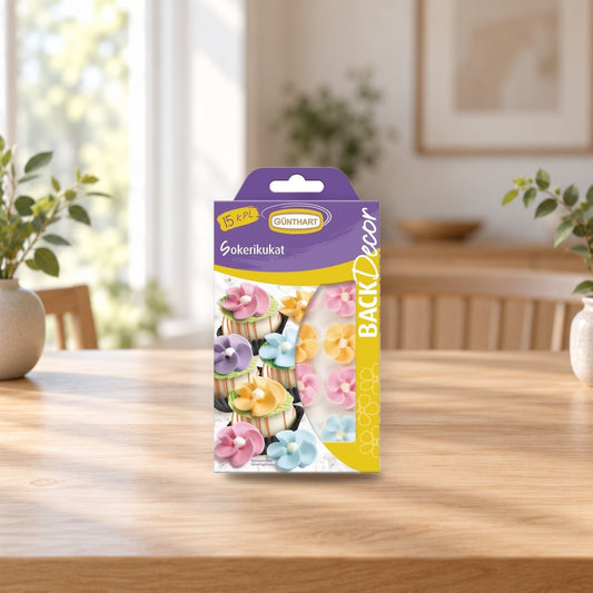 Pastel Cake Decoration Flowers 20g – product photo on a table