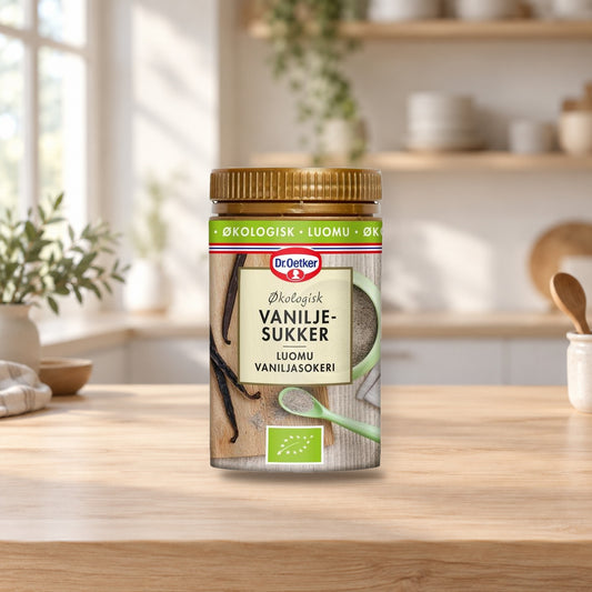 Dr. Oetker Organic Vanilla Sugar 75g – product photo on a table