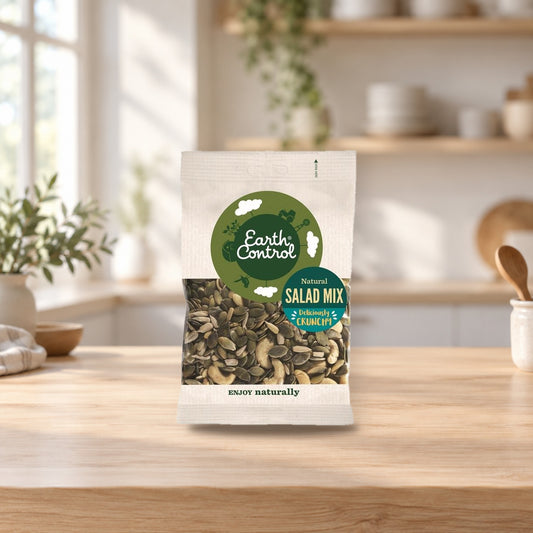 Earth Control Unsalted Salad Mix 150 g – product photo on a table