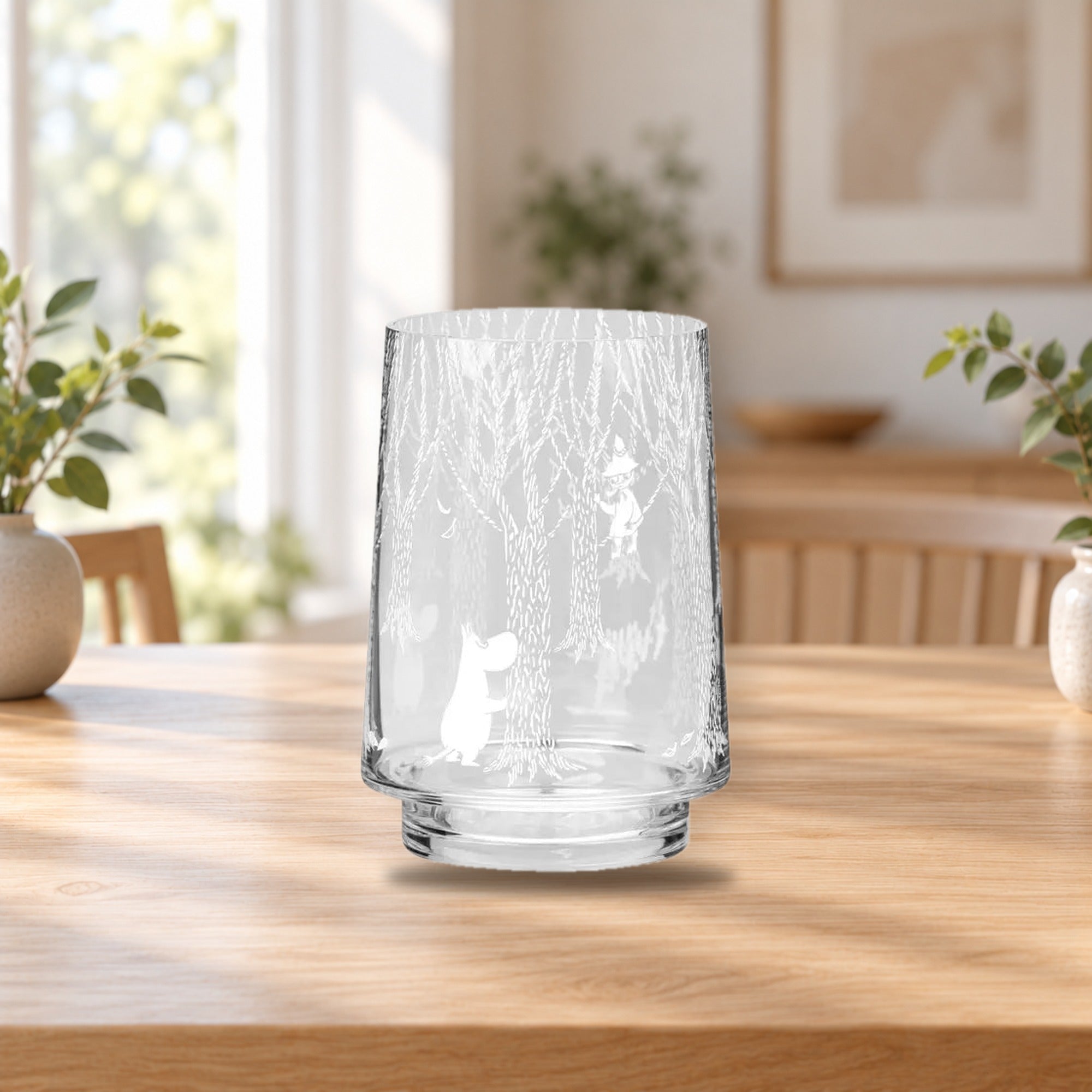 Moomin Candle Lantern Vase In the Forest 20cm – product photo on a table