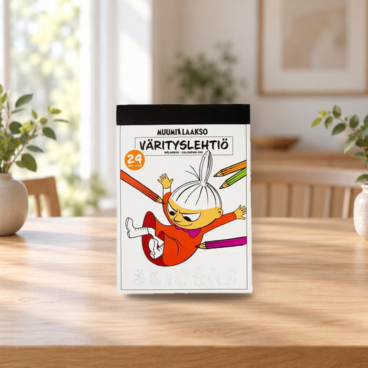Moominvalley Coloring Pad A4 – product photo on a table