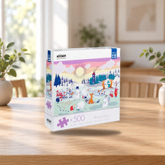Martinex Peliko Moomin Puzzle 500 Pieces – A Day in Moominvalley – product photo on a table
