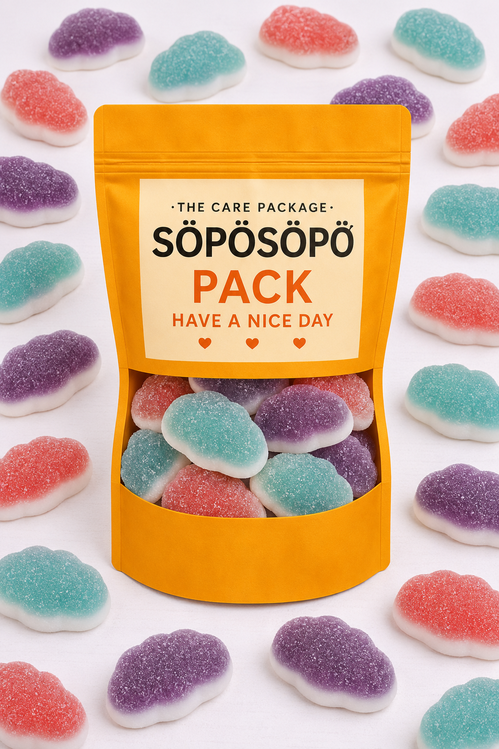 SÖPÖSÖPÖ Scandinavian Treat Pack – Haribo Berry Clouds – 150g Nordic Candy Bag – Soft Layered Berry Foam, Strawberry Blueberry Cloudberry – Made in Finland soposopo Pack