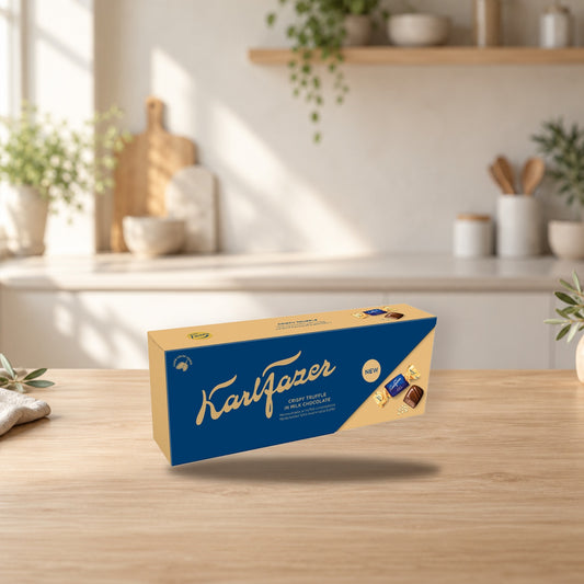Karl Fazer Milk truffle Chocolate 1 Box of 250g – product photo on a table