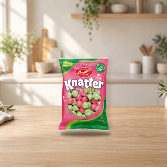 Brynild Knatter Melon Flavoured Candy Mix 1 pack × 80g – product photo on a table
