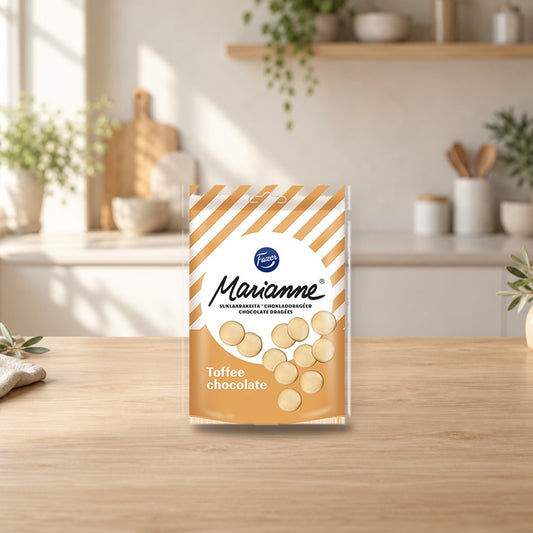 Fazer Marianne Toffee Suklaarae 150 g – product photo on a table