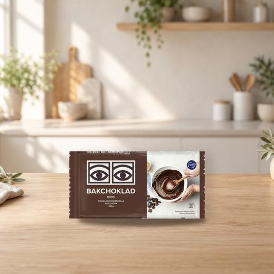 Fazer Ögon Tumma Dark Baking Chocolate 200 g – product photo on a table