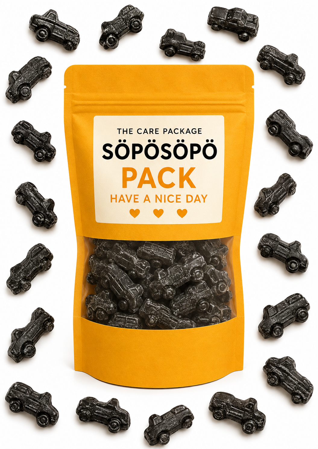 SÖPÖSÖPÖ Scandinavian Treat Pack – Mini Car Salmiak Licorice Candy 150g