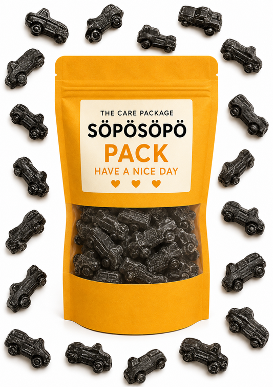 SÖPÖSÖPÖ Scandinavian Treat Pack – Mini Car Salmiak Licorice Candy 150g