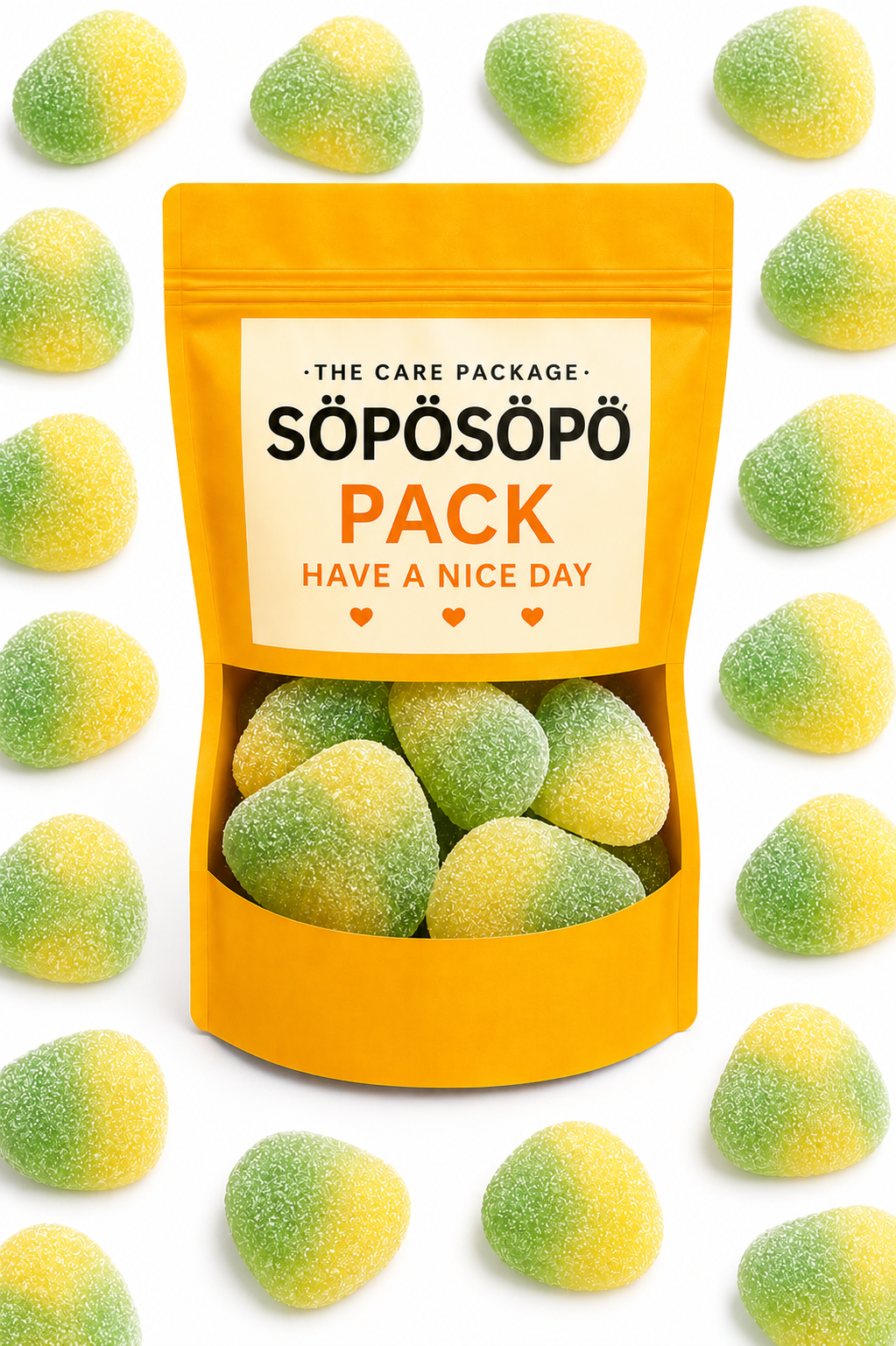 SÖPÖSÖPÖ Scandinavian Treat Pack – Sour Peach Gummy Candy – 150g Nordic Candy Bag – Sour Peach Gummies with Real Juice, Gluten & Lactose Free – Made in Finland soposopo Pack