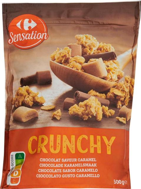 Carrefour Sensation Crunchy Chocolate Caramel Flavor Cereal Muesli 500 g | Soposopo