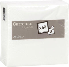 Carrefour Napkin White 24cm 50pcs | Soposopo