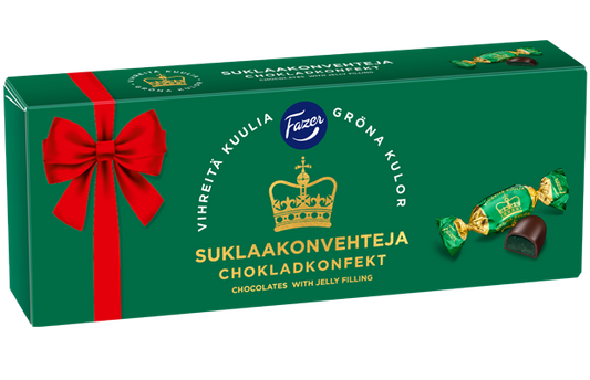 Fazer Green Balls (Vihreitä Kuulia) Pear Marmalade Chocolate Pralines 