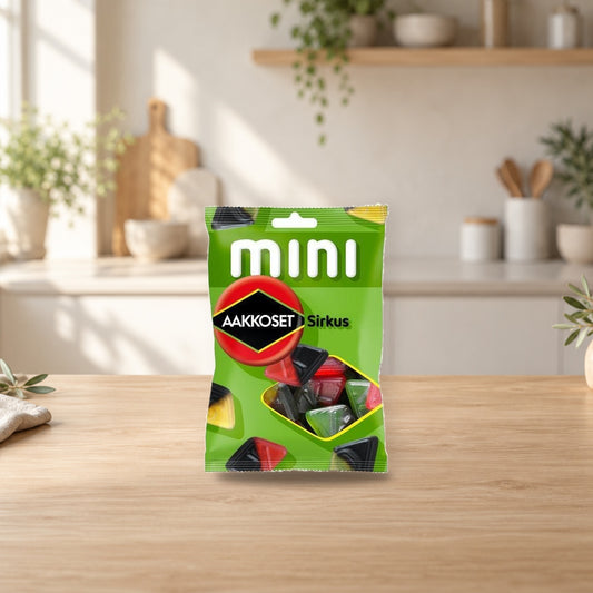 Malaco Aakkoset Sirkus Mini Gummy 2 Pack 120g Candy – product photo on a table