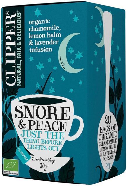 Clipper Snore & Peace Organic Herbal Infusion with Chamomile Lemon Balm and Lavender Tea 1 Box of 30g 1.1oz | Soposopo