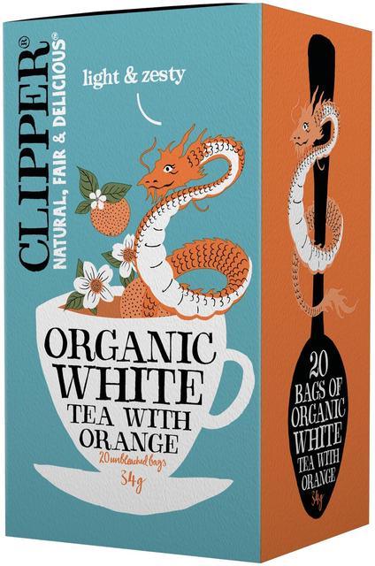 Clipper Organic White with Orange Flavor 20 bags Tea 1 Box of 34g 1.2oz | Soposopo