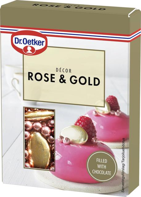 Dr. Oetker Rose & Gold Décor Chocolate Decorations 42g | Soposopo