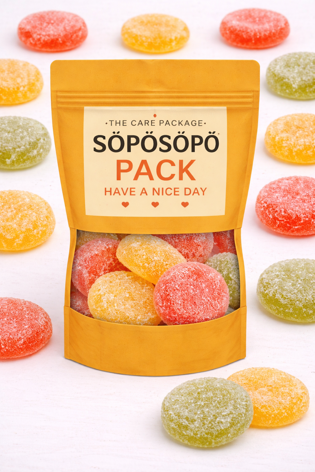 SÖPÖSÖPÖ Scandinavian Treat Pack –  Fruit Discs Gummies – 150g Nordic Candy Bag – Soft Fruity Jelly Candy – soposopo pack