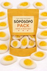 SÖPÖSÖPÖ Scandinavian Treat Pack –  Fried Egg Gummies – 150g Nordic Candy Bag – Soft Fruity Foam Candy –  soposopo pack