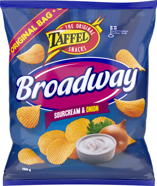 Taffel Broadway sour cream & onion flavored chips 1 Pack of 150g 5.3oz