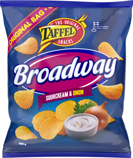  Taffel Broadway sour cream & onion flavored chips 1 Pack of 150g 5.3oz