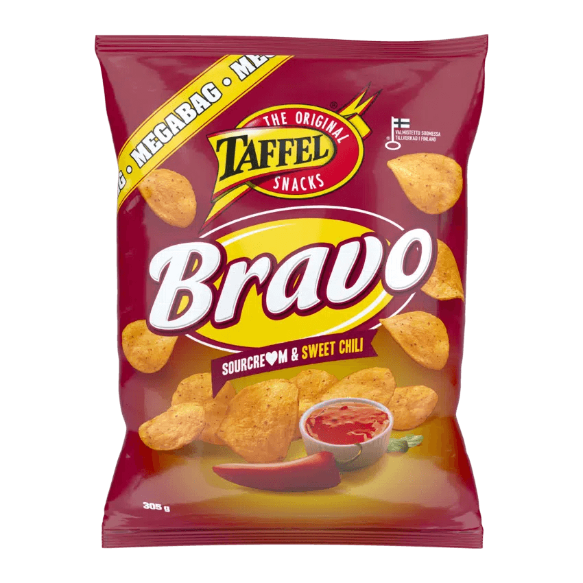 Taffel Bravo sour cream & sweet chili flavored chips 1 Pack of 305g 10.8oz | Soposopo