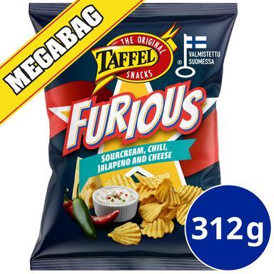 Taffel Furious sour cream chili jalapeno & cheese flavored chips 1 Pack of 312g 11oz | Soposopo