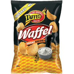 Taffel Waffel sour cream & black pepper flavored chips 1 Pack of 325g 11.5oz | Soposopo