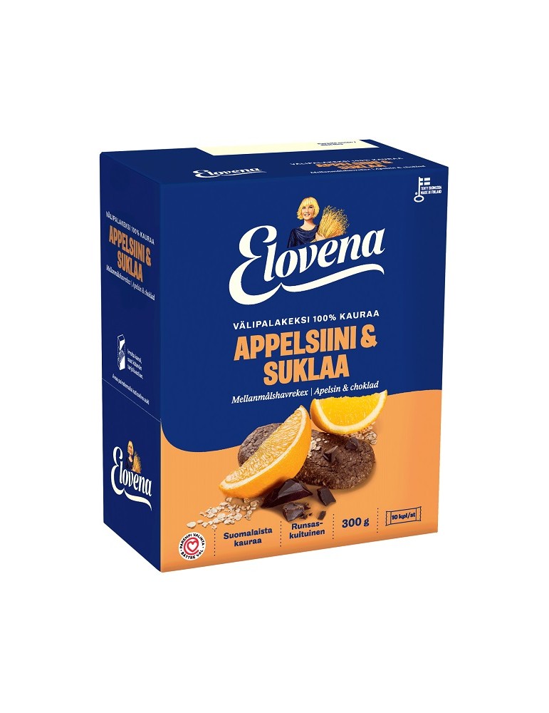 Elovena Orange Chocolate Whole Grain Snack Cookies 300g Finnish Elovena Orange Chocolate Whole Grain Snack Cookies 300g Finnish
