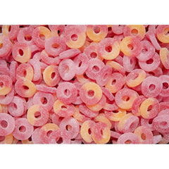 Pile of Fazer Tutti Frutti Rings gummies