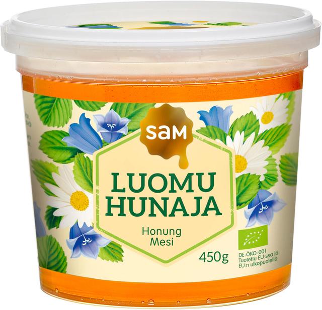 Hunajainen SAM Organic Honey 450g | Soposopo