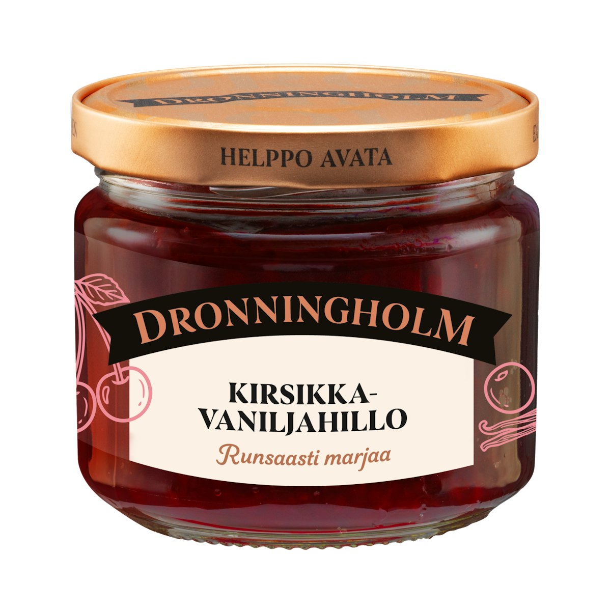 Dronningholm Cherry Vanilla Jam 280g (Kirsikka-vaniljahillo)