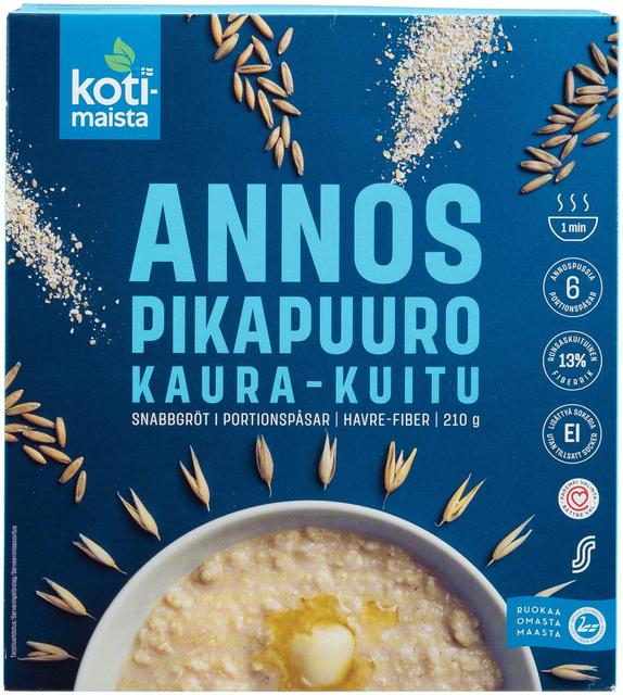 Kotimaista Instant Porridge Oat Flakes with Fiber 210 g (6 x 35 g) | Soposopo