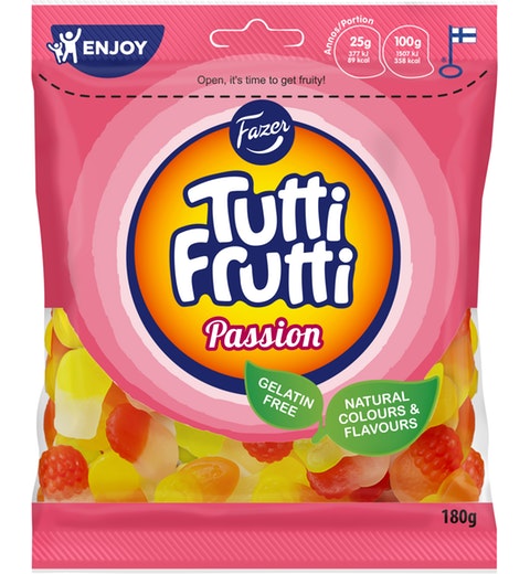 Fazer Tutti Frutti Passion Gummy 1 Pack of 180g 6.3oz - Soposopo