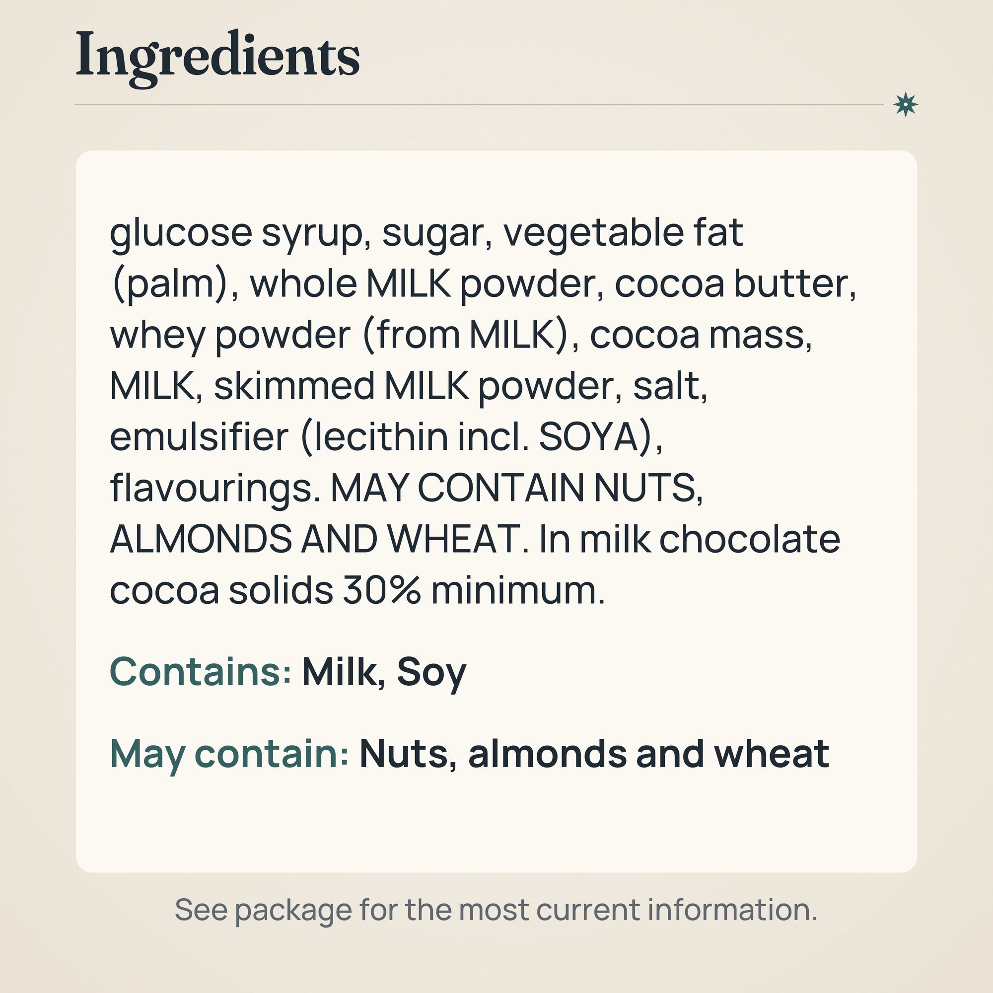 Fazer Dumle Original Chocolate Soft Chewy Toffee 200g – Ingredients and allergens