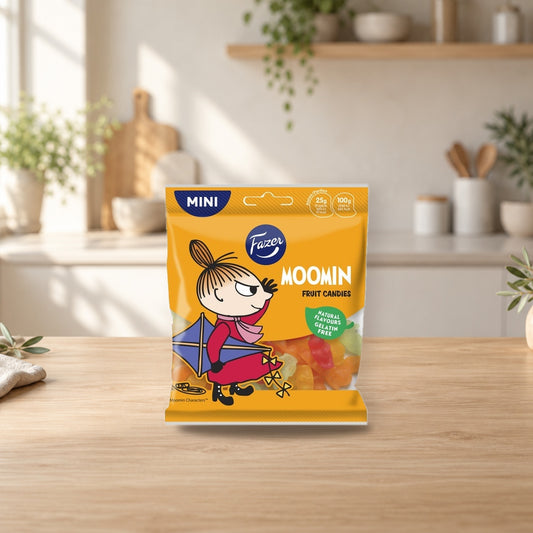 Moomin Fruit Gummy Sweets 80g – product photo on a table