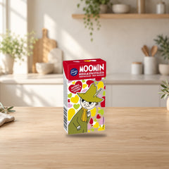 Fazer Moomin Fruit Pastilles 40g Box – product photo on a table