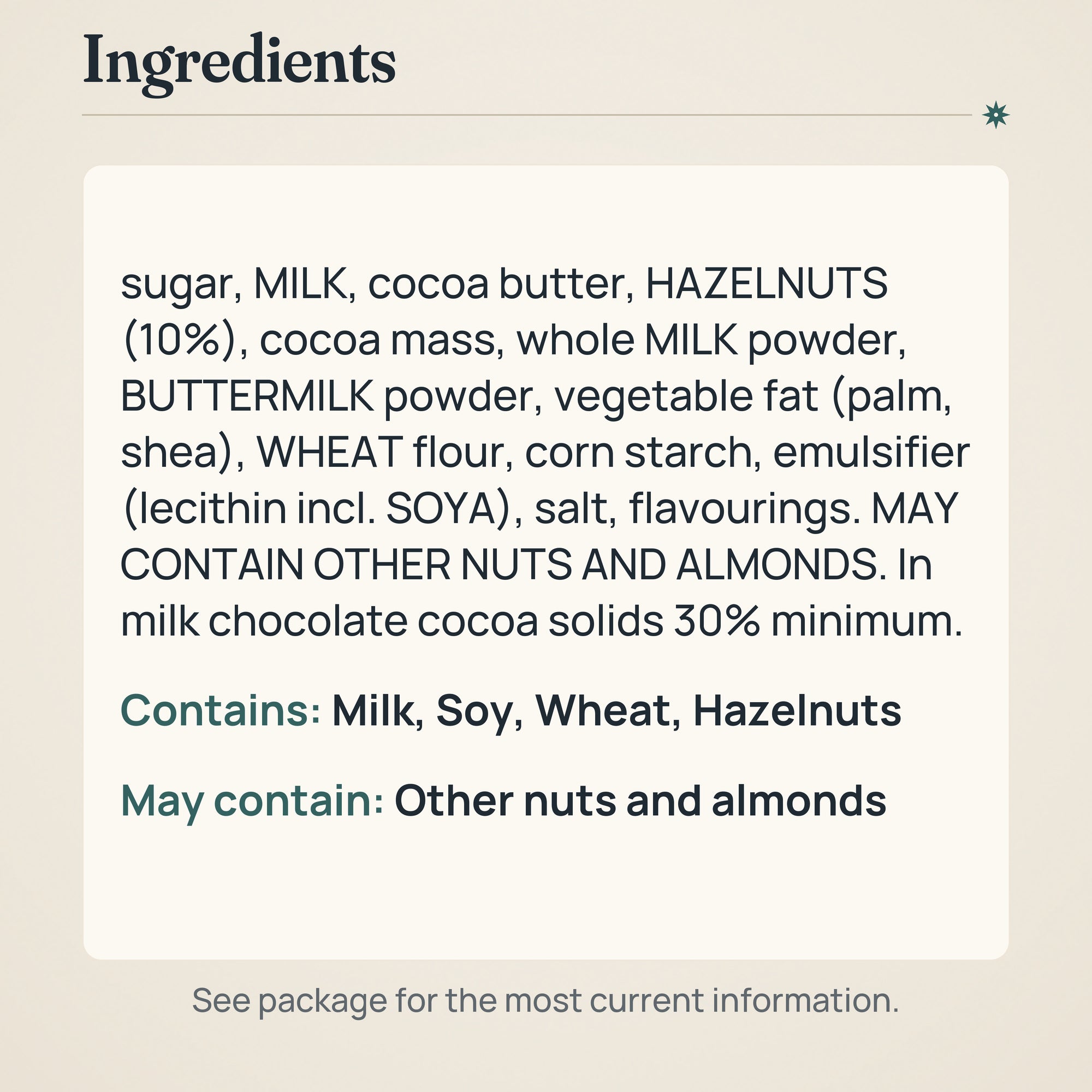 Fazer Geisha Milk Chocolate Hazelnut Box 150g – Ingredients and allergens