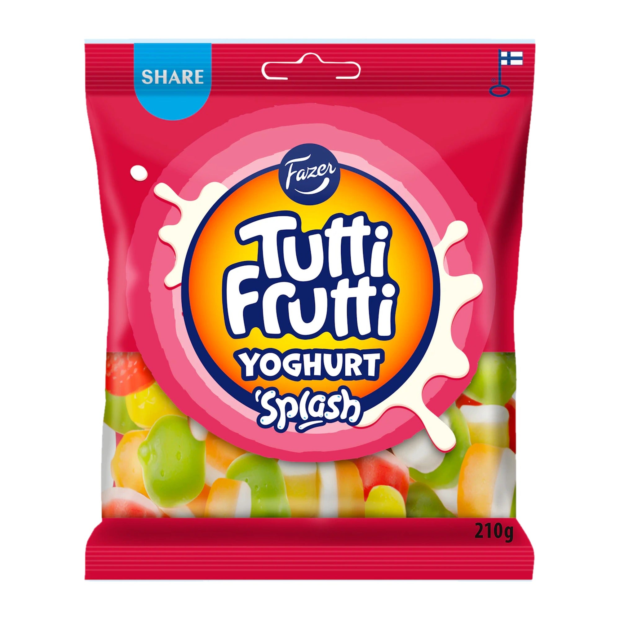 Fazer Tutti Frutti Yoghurt Splash Gummy 210g Pack – product photo