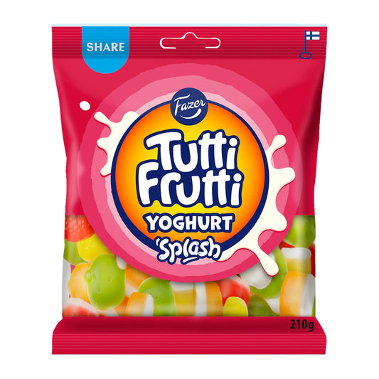 Fazer Tutti Frutti Yoghurt Splash Gummy 210g Pack – product photo