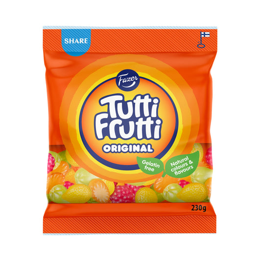 Fazer Tutti Frutti Gummy Candy 230g - Vegan, Natural Colors - Soposopo