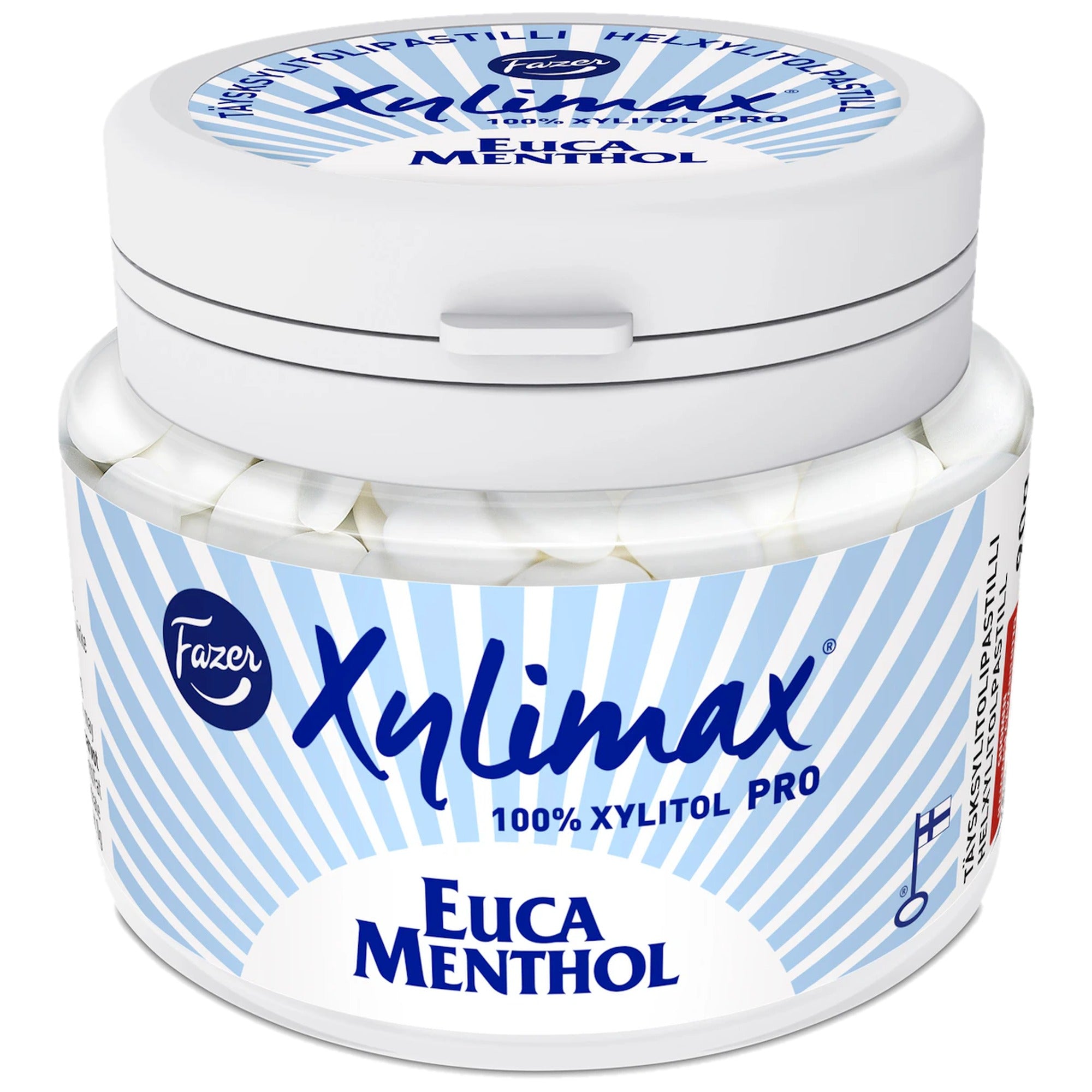 Fazer Xylimax Eucamenthol Xylitol Pastilles 90g Jar – product photo
