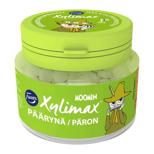 Fazer Xylimax Moomin Pear Pastilles 90g Jar – product photo
