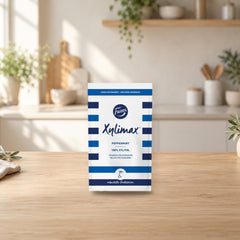 Fazer Xylimax Peppermint Xylitol Chewing Gum 80g – product photo on a table